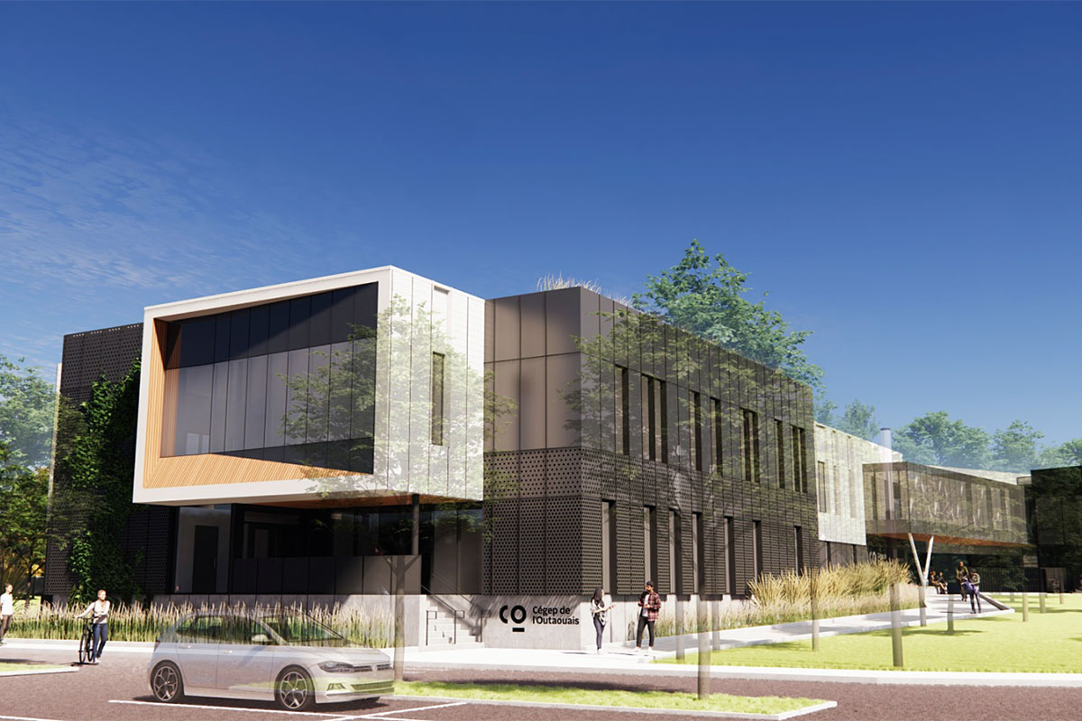 Le Cégep de l'Outaouais sera doté d'une nouvelle aile pour la rentrée 2026. Crédit : BGLA architecture + design urbain | A4 Architecture + Design