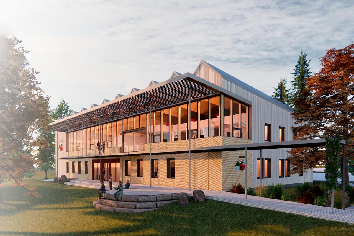Le futur hôtel de ville de la Municipalité de La Pêche vise une certification Passivhaus.  Image : BGLA Architecture | Design urbain
