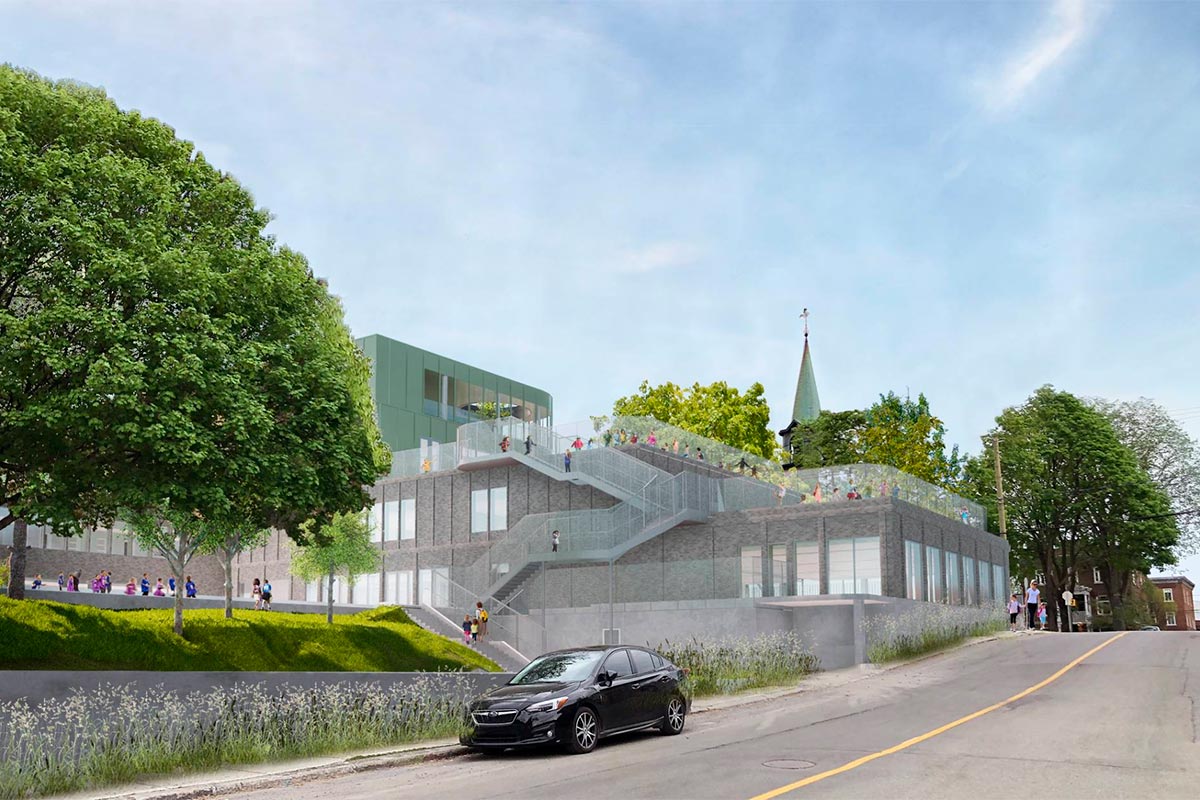 L'école Stadacona de Québec est le premier Lab-École à accueillir des élèves. Crédit : ABCP architecture