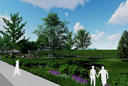 Le futur parc éponge de l'arrondissement de Verdun. Crédit : Ville de Montréal 