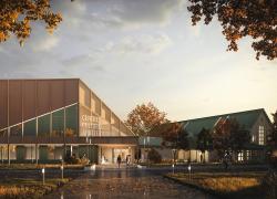 La Ville de Beloeil entreprend le réaménagement et l’agrandissement de sa bibliothèque et de sa salle de spectacles.  Crédit : BGLA architecture + design urbain