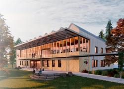 Le futur hôtel de ville de la Municipalité de La Pêche vise une certification Passivhaus.  Image : BGLA Architecture | Design urbain