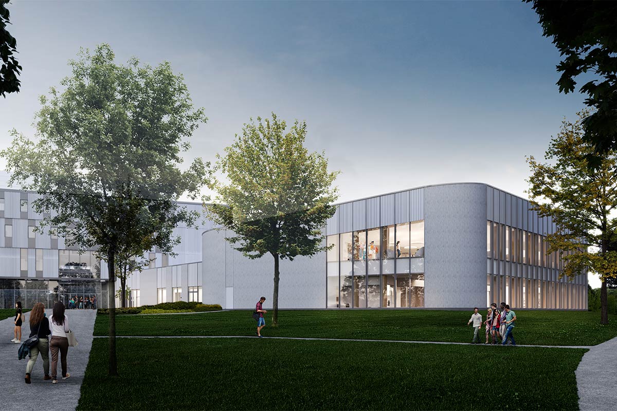 Actuellement en construction, le Carrefour du savoir de l'Université de Sherbrooke sera un bâtiment carboneure et écoénergétique. Photo fournie