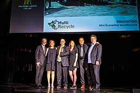 Le Prix Pinacle, catégorie Innovation a été décerné à Multi-Recycle pour son concept de mini-écocentres. - Photo : BOMA Québec