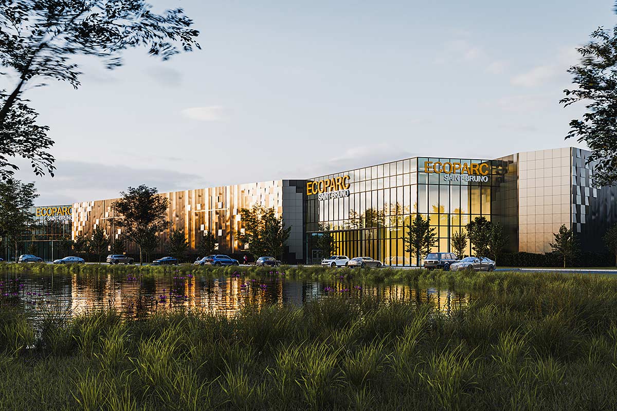Le futur campus industriel Écoparc de Saint-Bruno-de-Montarville vise la carboneutralité.  Crédit : Montoni