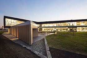 L’édifice de bureaux de Pomerleau à Lévis. Photo de Jonathan Robert