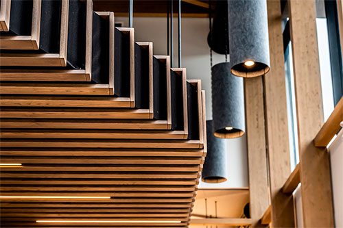 La Clinique vétérinaire St-Onge a obtenu une certification Or pour son utilisation du bois à la 16e édition des Grands Prix du design. Photo : Jean-Sébastien Désilets, Amplifié Image de marque
