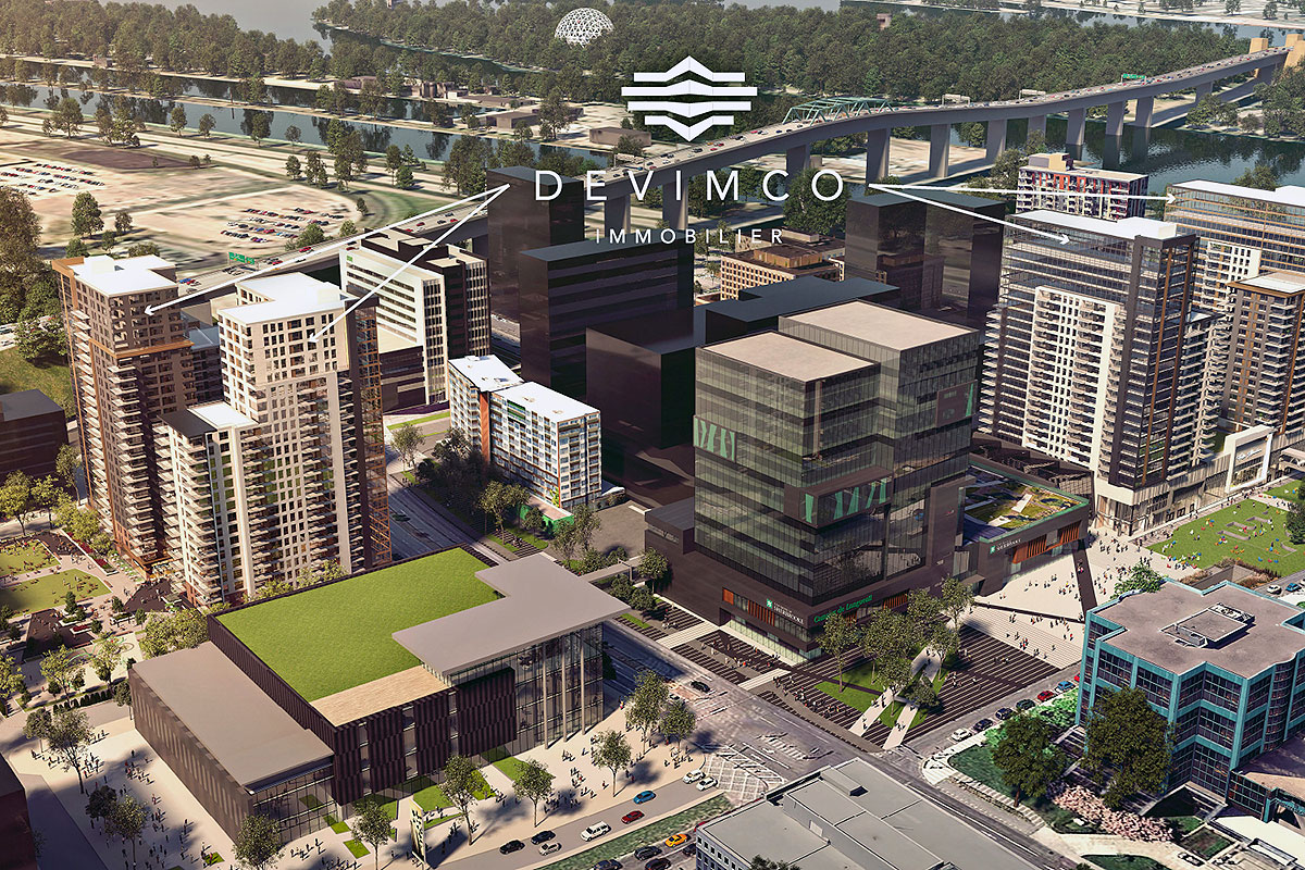 Devimco réalisera un projet à usage mixte de 500 millions de dollars à Longueuil. Image : Devimco Immobilier