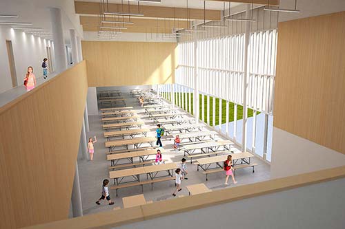 Matériau durable, le bois sera amplement utilisé dans la future école 037 de Gatineau.  Crédit : Provencher_Roy