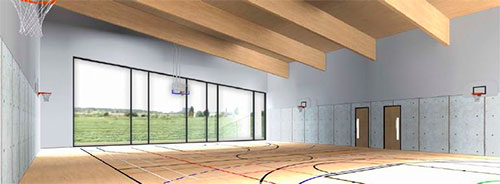 Amplement fenestrée, la nouvelle école de Carignan offrira des vues sur la campagne environnante. Crédit : BTA Architectes