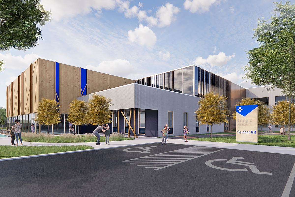 La nouvelle école primaire de Mirabel sera conçue selon les principes LEED et WELL. Crédit : TLA Architectes et Prisme architecture