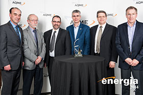 Denis Lemieux (LGT), Kajl Stanislaw (ASHRAE Montréal), Gilles Pelletier, Marc Fontaine et Claude Desaulniers (Université Laval) et Pierre Lévesque (Groupe SMI-Énerpro) - Photo de AQME