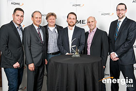 Dominique Monney (Zéro-C), Daniel Robitaille (Syscomax), Serge Bastrash (Zéro-C), Jean-Philippe Robitaille (Syscomax), Sylvain Robitaille (Complexe Multi-sports Isatis Sport Saint-Constant) et Moïse Gagné (ASHRAE Québec) - Photo de AQME