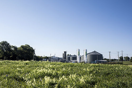 L’usine de biométhanisation de Saint-Hyacinthe produisant du GNR. Photo : Énergir