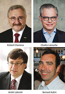 Roland Charneux, André Labonté, Bernard Aubin et Charles Larouche