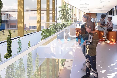 Le Lab-école Gatineau intègrera la nature comme source de contemplation et d’apprentissage. Crédit : DMA Architectes