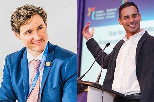 De gauche à droite : Mathieu Laneuville, président-directeur général de Réseau Environnement, et Daniel Caramori, vice-président, Engagement du réseau des chambres, de la Chambre de commerce du Canada. Crédits : Réseau Environnement et Chambre de commerce du Canada