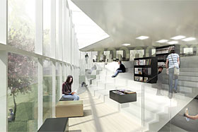La bibliothèque de Pierrefonds, dans le nord-ouest de l’île de Montréal, logera à l’enseigne du bâtiment durable à compter de l’automne 2018 - Image de Ville de Montréal