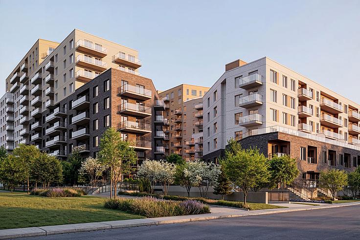 Les travaux ont officiellement été lancés le 20 mai dernier pour la première phase de Laurea – Quartier d’ambition, un projet résidentiel visant la certification LEED Or dans l’est de Montréal, qui offrira à terme près de 1200 logements. Crédit : NEUF et Groupe HD