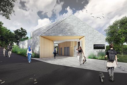 Le nouveau chalet du parc Coffee, dans l’arrondissement de Côte-des-Neiges–Notre-Dame-de-Grâce, sera réalisé dans une perspective durable. Crédit : Ville de Montréal