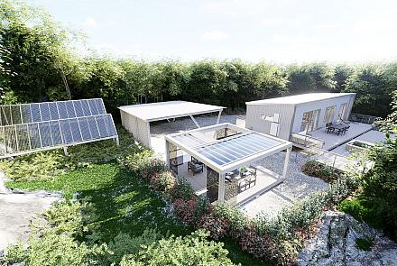Le Domaine Azimut est un rêve qui se bâtit depuis plus de deux décennies à Saint-Damien. Un projet porté par plusieurs partenaires, alliant autonomie énergétique, nanotecture et durabilité en pleine nature. Crédit : Constellations Espaces Innovants
