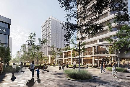 À terme, ce sont 7 000 unités résidentielles et un parc linéaire qui seront construits sur un vaste site dans l’est de Montréal. Crédit : Groupe MACH