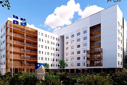 La nouvelle maison des aînés et alternative (MDAA) Jeanne-Le Ber sera construite dans l'est de Montréal.  Crédit : Groupe A | Provencher_Roy architectes
