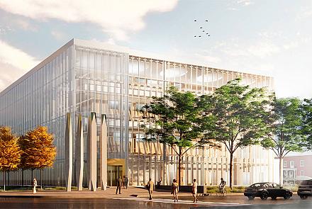 Actuellement en construction, le nouveau palais de justice de Saint-Hyacinthe sera moderne et durable. Crédit : SQI 
