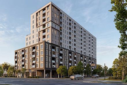 L’immeuble à usage mixte prendra forme dans le quartier Avalia, qui s’inscrit dans la requalification d’un secteur industriel. Crédit:  Fonds immobilier de solidarité FTQ.