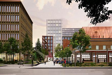 L’ancien siège social de l’Office national du film (ONF) fera la place à un nouveau quartier durable et inclusif.  Crédit : SIC