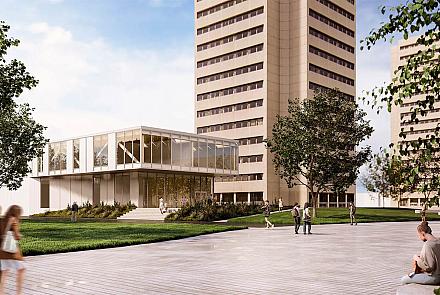 Le nouveau pavillon moderne et durable de la Faculté des sciences de l’éducation de l’Université Laval devrait être en fonction pour la rentrée 2028. Crédit : Conception : CCM2 Architectes / Infographie: Minuit moins une