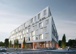 Situé à Kingston, le projet du 600 Princess Street vise la Norme BCZ – Design du Conseil du bâtiment durable du Canada.  Crédit : Lemay