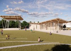 Le projet de réaménagement et de rénovation de la berge des Baigneurs, parc riverain se trouvant à Sainte-Rose, à Laval, est en cours depuis 2021. Crédit : Bergeron Bouthillier inc. Architectes