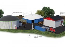 Les installations de Bioénertek, à Sainte-Sophie-de-Lévrard, produiront annuellement quelque 1,6 million de mètres cubes de gaz naturel renouvelable. Image : Groupe Bioénertek