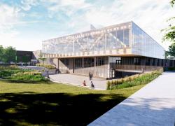 Le nouveau pavillon du Cégep de Drummondville se veut exemplaire tant au plan de la performance énergétique que du carbone intrinsèque. Image : consortium d’architecture Onico / Groupe A