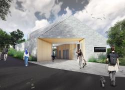 Le nouveau chalet du parc Coffee, dans l’arrondissement de Côte-des-Neiges–Notre-Dame-de-Grâce, sera réalisé dans une perspective durable. Crédit : Ville de Montréal