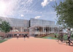 La Ville de Sorel-Tracy a dévoilé les maquettes de son futur complexe aquatique conçu dans une perspective de développement durable. Crédit : Lemay et Riopel+Associés architectes