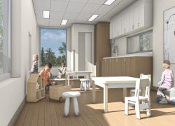 Le recours à la construction modulaire pour ce centre de la petite enfance (CPE) permet non seulement d'accélérer le chantier, mais aussi de réduire les pertes de matériaux. Crédit : CCM2 Architectes