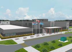 Une certification LEED argent est visée pour le nouveau bâtiment en construction à la base militaire de Bagotville. Image : avec la permission du ministère de la Défense nationale 