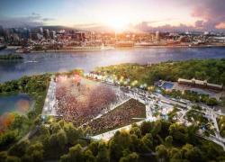 L’Espace 67 du parc Jean-Drapeau drapé de vert