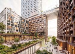 Montoni, développeur immobilier durable, et la firme Sid Lee Architecture travailleront à nouveau ensemble pour réaliser ce complexe qui sera érigé dans le secteur de la station de métro Longueuil–Université-de-Sherbrooke. Crédit: Sid Lee Architecture