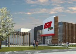 La première pelletée de terre pour ce projet commercial, qui verra le jour dans l’est de Montréal, a eu lieu à la mi-septembre. Crédit : NEUF architect(e)s