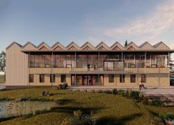 Ed Brunet et Associés a remporté le prix Construire « Développement durable» pour la construction de l’Hôtel de ville de La Pêche. Crédit : BGLA