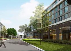 Le complexe hôtelier LIXI de l’arrondissement de Saint-Laurent vise une certification LEED argent. Crédit : Groupe Architex