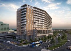 L’Idola, immeuble locatif à usage mixte qui sera érigé sur le site du centre commercial Laurier Québec, à Sainte-Foy, à Québec, a pour objectif la certification LEED Or ainsi que celle en matière d'accessibilité de la Fondation Rick Hansen. Crédit : Douville Moffet et Associés