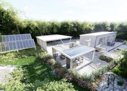 Le Domaine Azimut est un rêve qui se bâtit depuis plus de deux décennies à Saint-Damien. Un projet porté par plusieurs partenaires, alliant autonomie énergétique, nanotecture et durabilité en pleine nature. Crédit : Constellations Espaces Innovants
