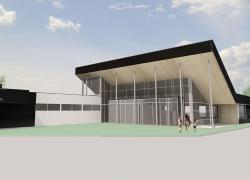 Le projet du nouveau poste de la SQ à Rimouski vise une certification LEED. Image : Gagnon Letellier Cyr Ricard Mathieu & Associés Architectes