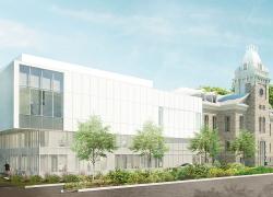 Perspective du nouveau palais de justice de Roberval, projet piloté par la SQI. Image : Groupe Architecture Justice