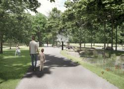 Une perspective des futurs aménagements du parc Clément-Jetté Sud. Crédit : Ville de Montréal