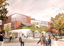 Le projet de la Place des Pionniers vise l’obtention d’une certification LEED. Image : in situ + DMA, en collaboration avec Civiliti et Exp.